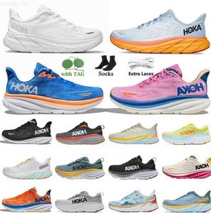 Hoka One One Bondi H 런닝 슈즈 여성 남성 Clifton H 9 트리플 흰색 운동 신발 충격 도로 디자이너 운동화 고속도로 등반 플레이트 형태 999ess