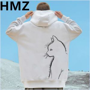 Мужские толстовок толстовок HMZ Winter High Street Коттонная толстовка мода уличная одежда для кошки для повседневных свободных пуллеров толстовка 230831