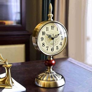 Table Clocks Luxury Metal Clock Home Decor Living Room Office Desk Vintage Silent Quartz Watch Desktop