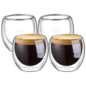 100％新しいブランドファッション4PCS 80mlダブルウォール断熱エスプレッソカップ飲酒ティーラテコーヒーマグウィスキーガラスカップドリンクウェア296W