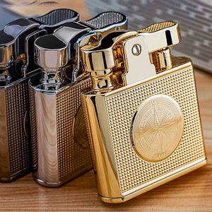 Novo à prova de vento retro bronze charuto isqueiro homens fumar acessórios gadget metal luxo querosene à prova dwaterproof água sgqf