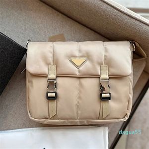 Bolsa mensageiro unissex, bolsa transversal de corpo, palin, nylon, bolsa de mão, hardware prateado, alça removível, letras da moda, bolsas de ombro femininas, 27cm