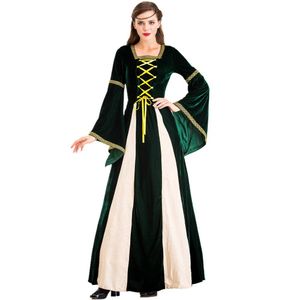 Elegant Court Princess Queen Costume with Vintage Style Dress for Halloween