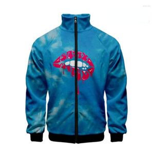 Bluzy męskie Ben Azelart Stay Wild Lip 3D Baseball Jacket Men Bomber HARAJUU HIP HOP BUDIE HOUS Casual Stojak Kołnierz zamek błyskawiczny