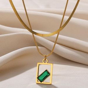 Anhänger Halsketten Gold Farbe Edelstahl Für Frauen Doppel Schichten Halskette Anhänger Kette Mode Schmuck Zubehör Geschenk Kragen