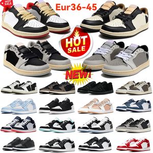 Venda Quente Jumpman 1 Sapatos de Basquete Baixo 1s Olive Sneakers Reverse Mocha Black Phantom Shadow Toe Lobo Cinza Vintage Rosa Mens Mulheres Treinadores Esportivos Ao Ar Livre Eur 36-45