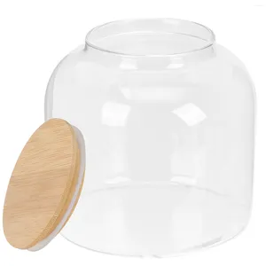 Garrafas de armazenamento de vidro chá hermético recipientes de alimentos tampa de bambu despensa pote pote cereais fazer ir tampas