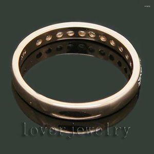 Klusterringar vintage trevligt! Solid 14kt Rose Gold 0,30ct Pave Diamond Band Wedding Ring till salu