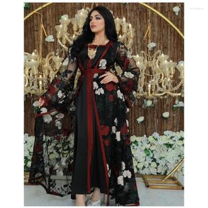 Ethnic Clothing AB035 European Evening Dress Full Body Embroidered Lace Mesh Two-piece Noble Abayas For Women Dubai Muslim Sets