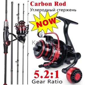 Rod Reel Combo Sougayilang Fishing Reel and Rod Set 1.8 2.1M 6-sections Fishing Rod and 5.2 1 Gear Ratio Fishing Reel Spinning Reel Kit x0901