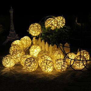 LED Rattan Balls Strings Fairy Lights Battery Operated Chuld Decorative Lamp Outdoor Garland Wedding Decoration Lighting294L