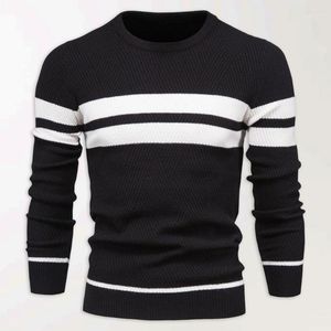 Men's Sweaters Autumn Casual Round-neck Striped Pullover For Men Designed Teenagers Oversized Knit Sweater