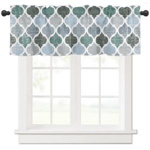 Curtain Green Gray Geometric Moroccan Retro Short Curtains Kitchen Cafe Wine Cabinet Door Window Small Home Decor Drapes