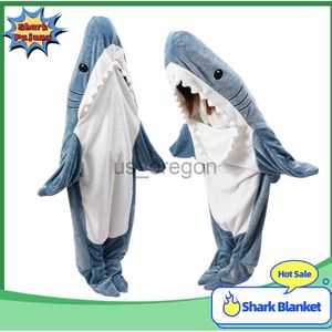 home clothing Shark Blanket Hoodie Women Kigurumi for Men With Sleeves Wearable Soft Shark Onesie Sleeping Bag Shark Pajama L112223