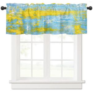 Curtain Yellow Abstract Art Oil Painting Texture Short Curtains Kitchen Cafe Wine Cabinet Door Window Small Home Decor Drapes