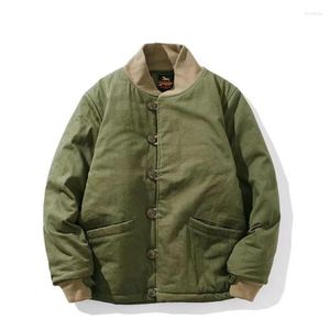 Giacche da uomo Giacca invernale corta Cappotto da baseball Americano retrò caldo verde militare causale allentato High Street abbigliamento da lavoro Parka abiti maschili