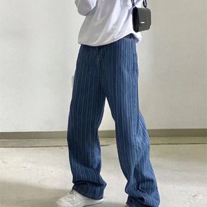 Mens Jeans Men Clothing Loose Striped Straight Fashion Casual Pant Denim Streetwear Wide Leg Cargo Harajuku Trousers 230831