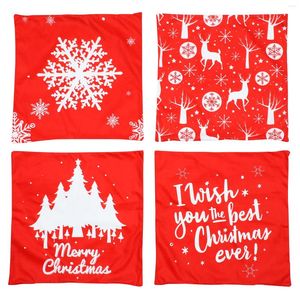 Travesseiro 4 Pcs Natal Vermelho Branco Fronha Casa Capa Ornamento Decorações Decorações Reforçar Travesseiros Protetores Domésticos