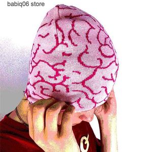 Czapki czapki z czapki mózgowe Brain Graphic Hats for unisex kobieta mężczyzna zima dzianina czapki czapki cieplejsze sport sportowy maska ​​samica hip -hop cap high street gothc t230731