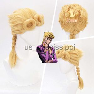 Cosplay Wigs Giorno Giovanna Wig JoJo Bizarre Adventure Cosplay Golden Braided Oversized Curls Wig Halloween Party Role Play Wig Cap x0901