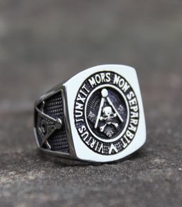 Som dygd förenar döden inte kommer att skilja Scottish Rite Masonic Rings Men039s rostfritt stål ringskalle BONE BIKER SMYELTY7039420