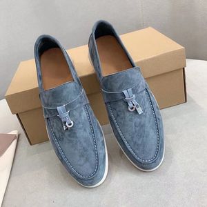 PIANA shoes Summer Walk Charms suede loafers Moccasins Women LP loafers Couples shoes Genuine leather Men Muller shoe Luxury Designer Walking Flats with box