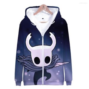 Felpe con cappuccio da uomo Giacche e cappotti invernali da uomo Gioco Hollow Knight Felpa con cappuccio 3D in pile Felpa con cappuccio con cerniera Capispalla Cappotto caldo Abbigliamento Kawaii