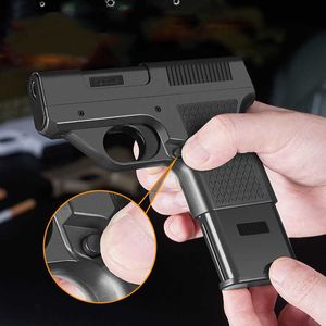 New Blue Flame Lighter Creative Gun shaped Cigarette Box Inflatable Windproof Bullet Clip Smoking Accessories Men's Gift CMCO