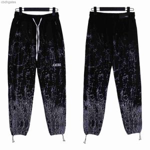 Calças americanas suor impresso roupas calças leggings crack amiirii mens tendência moda casual designer tingido esportes 6csf