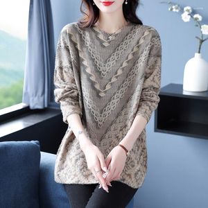 Women's Sweaters Print Sweater Autumn Mink Velvet O Neck Knitwears Pull Femme Female Casual Long Sleeve Tops Loose Style Pullover