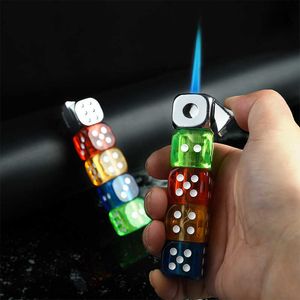 Flash Dice Lighter Metal Creative Cool Inflatable Butane No Gas Windproect Cigarett Accessories Holiday Gift Smoking Tools O3M2