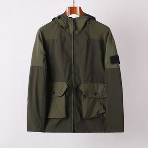 Topstoney varumärkesjackor Funktionella verktyg Casual Color Contrast Stitching Wild Metal Nylon dragkedja huva Windbreaker Jackor Storlek M-2XL