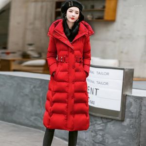 Frauen Trenchcoats 2023 Winter Frauen Weiße Ente Unten Hoodies Jacken Mode Mit Kapuze Schwarz Rot