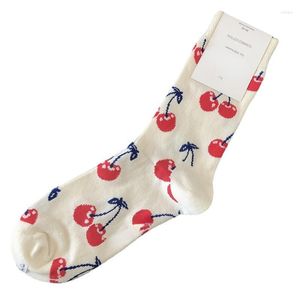 Damensocken, lustig, niedlich, Cartoon-Früchte, Bananen, Wassermelonen, Erdbeeren, Ananas, Kirsche, Obst, Kekse, Essen, glückliches Skateboard