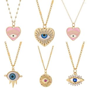 Anhänger Halsketten Türkische Evil Blue Eye Halskette Für Frauen Glück Kette Gold Farbe Herz Dainty Choker Schmuck Edelstahl