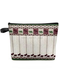 Totes Autumn Bear Deer Vintage Farm Wood Grain Cosmetic makeup bag Portable Makeup Women's Waterproof Bathroom Multifunctional Facial Wash caitlin_fashion_ bags