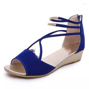 Peep Sapatos Toe mulheres sandálias de verão 2024 cunhas moda feminina cunha mulher sandália preta vermelha azul zapatos 300 83 400