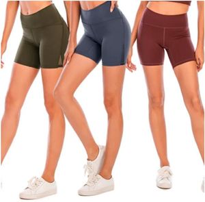 LL Damen Yoga Fitness Running Street Sommer Frauen Yoga Shorts Netzspleißen nackt außerhalb von hoher Taille atmungsaktive Yoga -Shorts Hosen