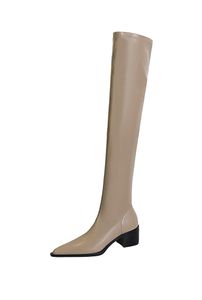 Top Quality Leather Knee High Boots Concise Female Pointed Toe High Heels Pumps Party Shoes Woman Long Boot girls Shoes For party 34-40