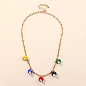 Collane con ciondolo Simpatiche perline colorate fatte a mano catena collana con ciondoli a forma di fungo per donne ragazze girocolli accessori regali di gioielli per l'anno