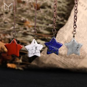 Pendant Necklaces Yammy Natural Crystal Lovely Five-Pointed Star Bronze Necklace Starfish Gem Reiki Healing Series Gift For Women