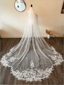 Bridal Veils Scallop Edge Wedding Veil White Ivory Cathedral 3.5 Meter Long Lace With Comb Applique Bride Vail