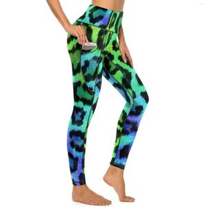 Leggings femininas dois tons leopardo impressão fitness yoga calças push up moda leggins elástico gráfico esportes collants presente