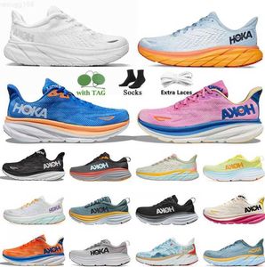 HOKA ONE One Bondi H Scarpe da corsa Donna Uomo Clifton H 9 Triple White Scarpe da ginnastica ammortizzanti Road Designer Sneakers autostrada arrampicata Motion design 666ess