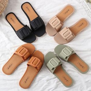 Tofflor comemore 2023 mules casual sommar bekväm kvinnors koreanska sandal mjuk utan klackar strand damskor för flickor
