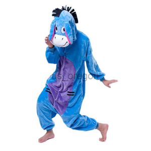 home clothing Soft Flannel Cartoon Anime Animal Onesies Pajama Donkey Costume For Adults Halloween Carnival Party Clothing x0902