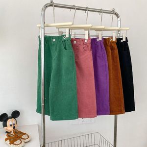 Hosen Herbst Cord Kinder Gerade Bein Hosen Mädchen Baby Casual Lose Solide Kleinkind Jungen Breite Kinderkleidung