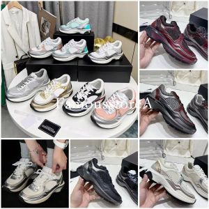 Calfskin Nylon Reflective Sneakers Designer Trainer Luxury Women Sports Casual shoes Channel Shoe Sneaker Woman Trainer Fabric Suede Effect