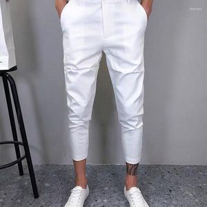 Calças masculinas 2023 casual pés retos slim fit moda clássica simplicidade calças tornozelo comprimento masculino blazer a103
