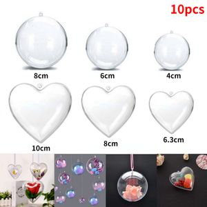 Andra evenemangsfestleveranser 10st Transparent öppen plast Julprydnad Boll Clear Bauble för Xmas Party Kids Gift Present Box Decorations 230831